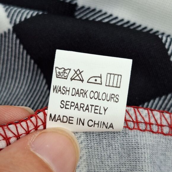 NWT Oxiuli Fashion Red Black Colorblock Checkered Long Sleeve Bodycon Dress Sz M - Picture 7 of 13